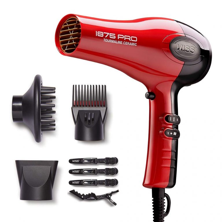 KISS 1875 Watt Pro Tourmaline Ceramic Hair Dryer, 3 Heat Settings ...